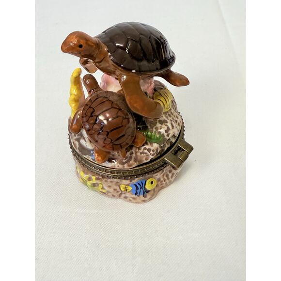 Vtg Direct Connections Co. Sea Turtles Hinged Trinket Box - Picture 7 of 12